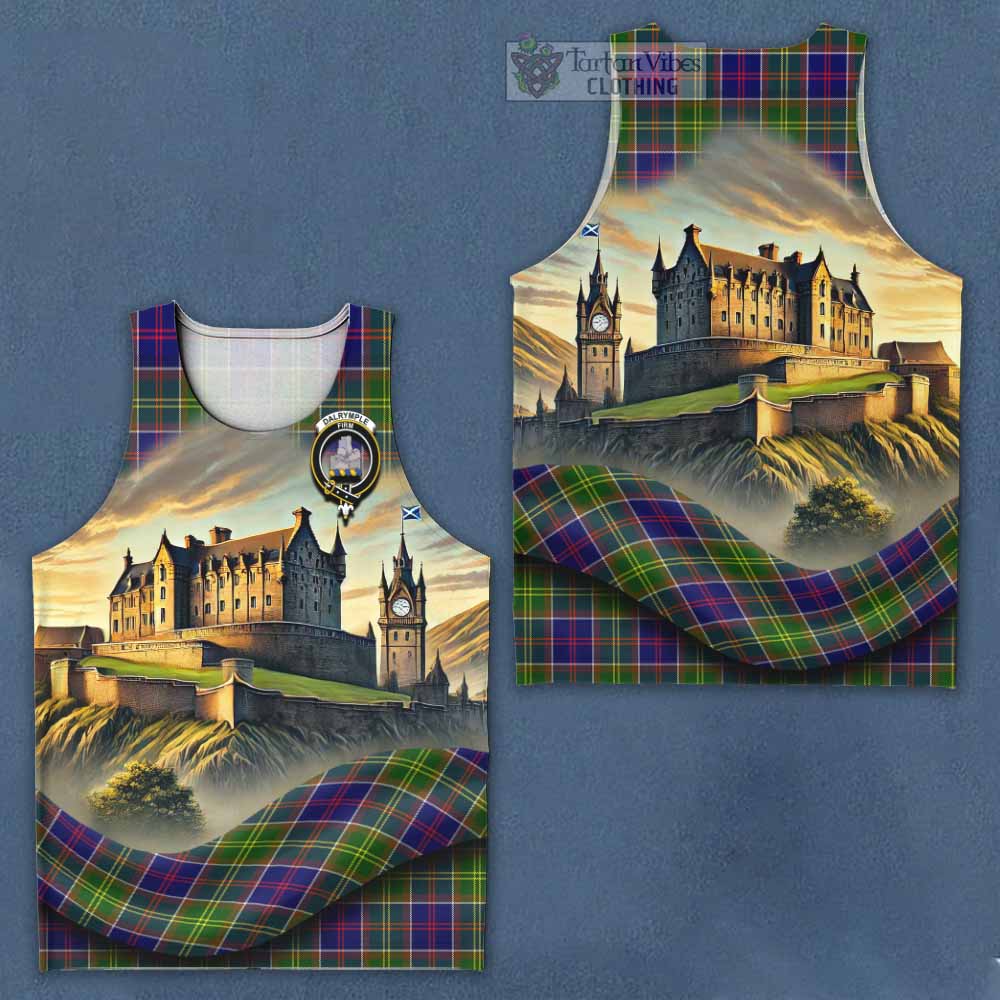 Dalrymple Tartan Family Crest Men's Tank Top with Scottish Ancient Castle Style - Tartan Vibes Clothing