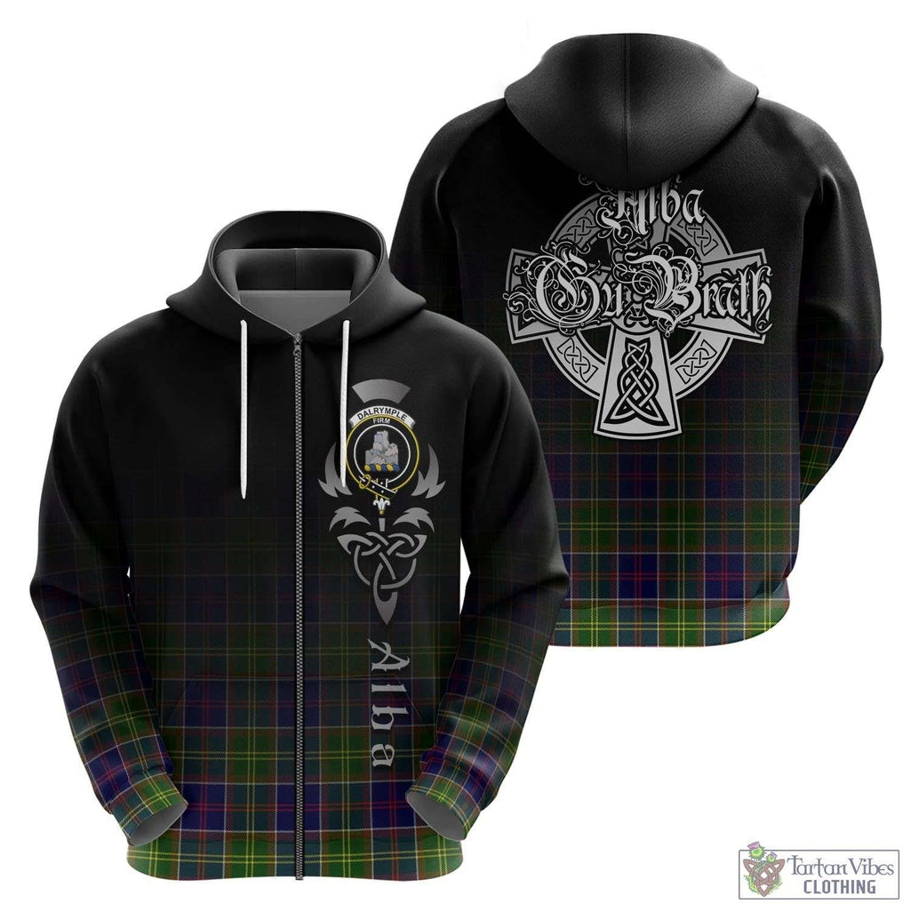 Dalrymple Tartan Hoodie Featuring Alba Gu Brath Family Crest Celtic Inspired - Tartan Vibes Clothing