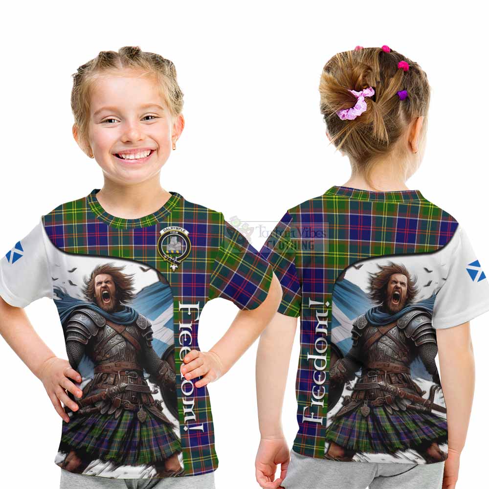 Tartan Vibes Clothing Dalrymple Crest Tartan Kid T-Shirt Inspired by the Freedom of Scottish Warrior