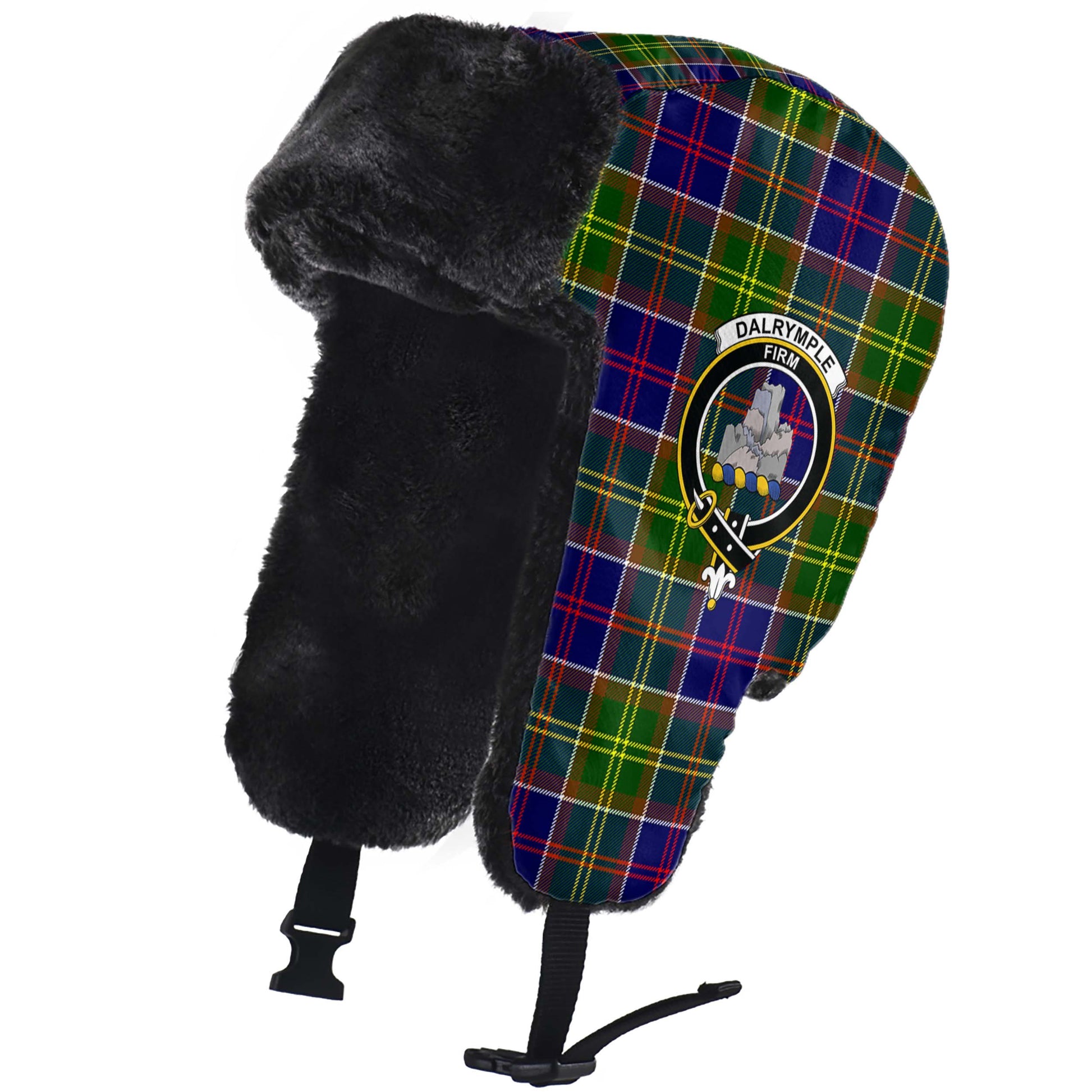 Dalrymple Tartan Winter Trapper Hat with Family Crest - Tartan Vibes Clothing