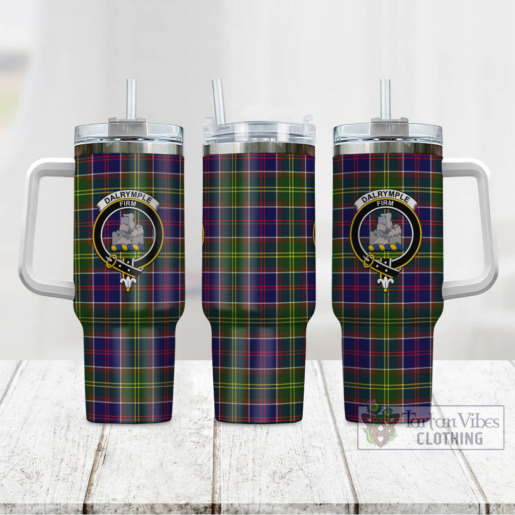 Tartan Vibes Clothing Dalrymple Tartan and Family Crest Tumbler with Handle