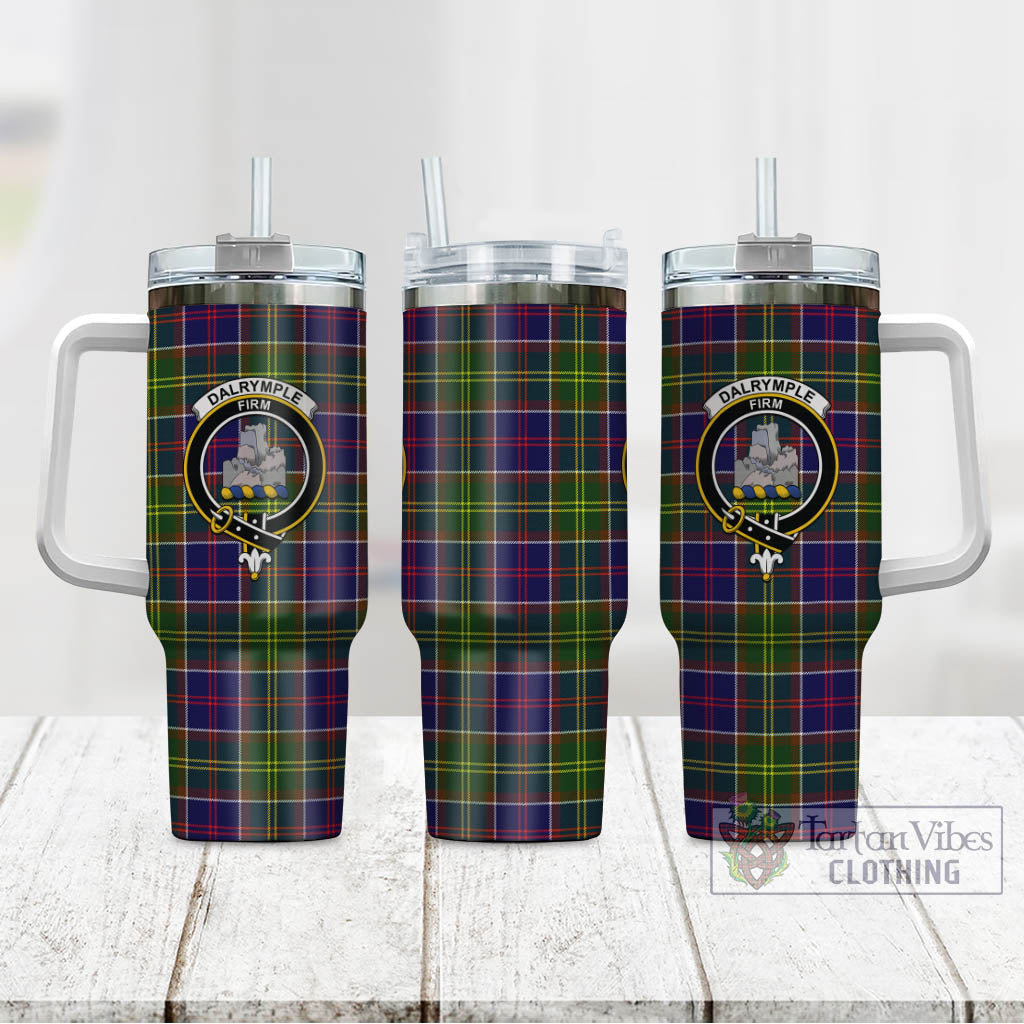 Dalrymple Tartan Tumbler with Handle with Family Crest - Tartan Vibes Clothing