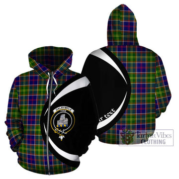 Dalrymple Tartan Hoodie with Family Crest Circle Style - Tartan Vibes Clothing