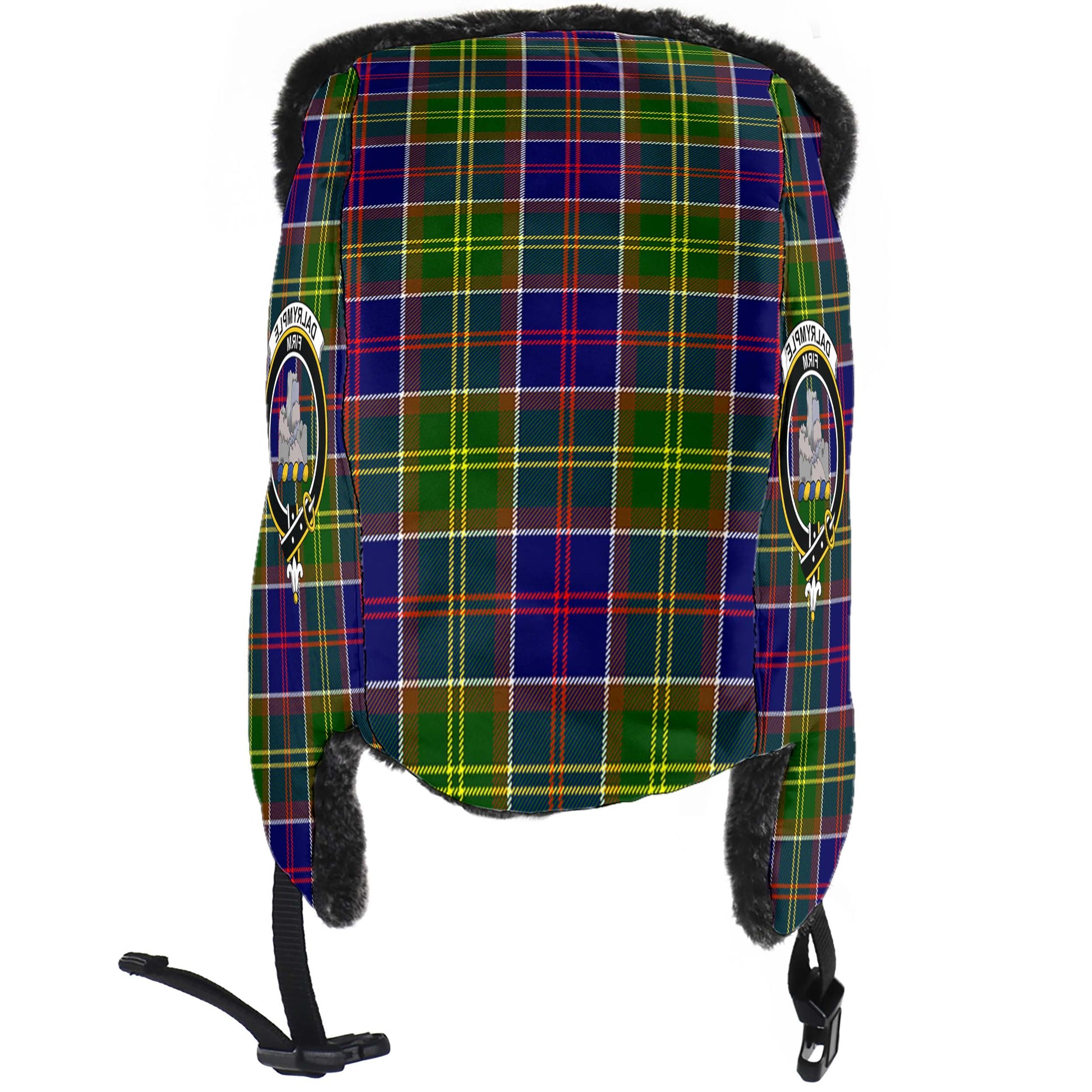 Dalrymple Tartan Winter Trapper Hat with Family Crest - Tartan Vibes Clothing
