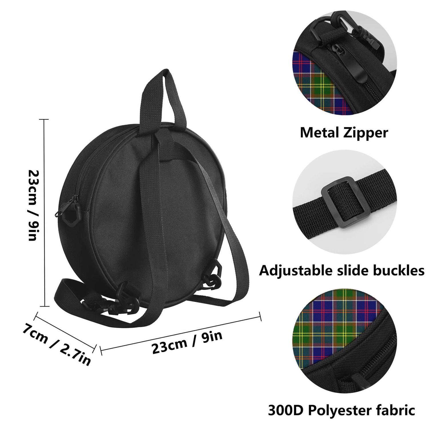 Dalrymple Tartan Round Satchel Bags with Family Crest - Tartan Vibes Clothing