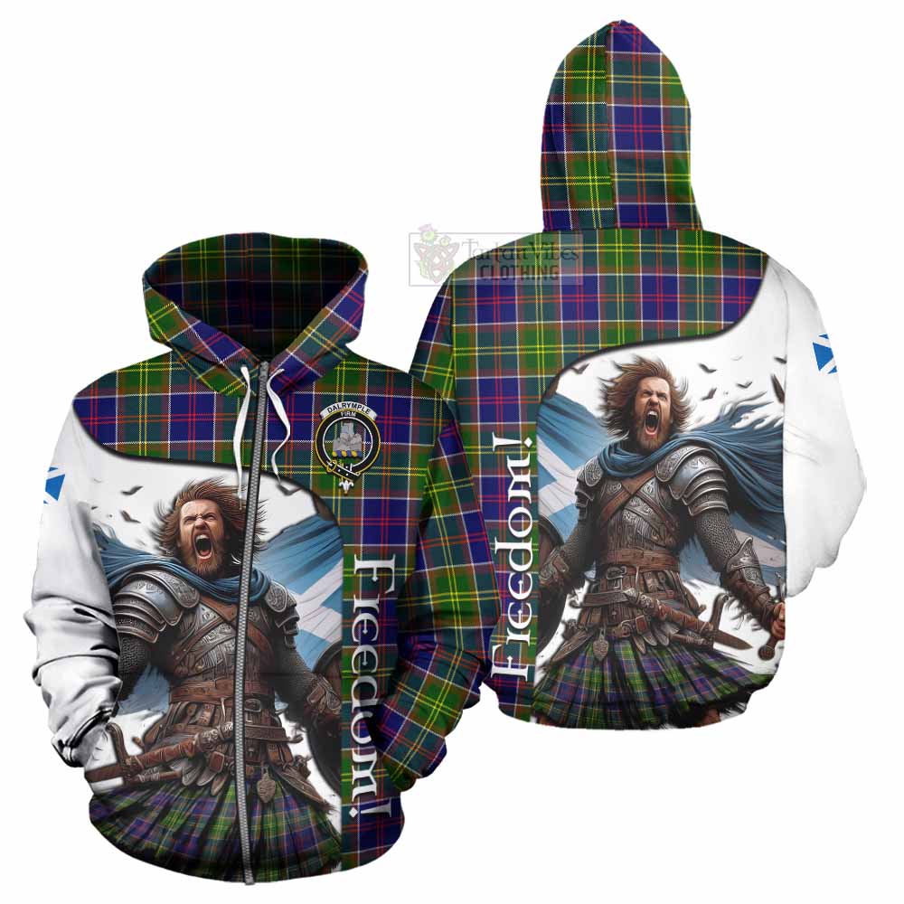 Tartan Vibes Clothing Dalrymple Crest Tartan Hoodie Inspired by the Freedom of Scottish Warrior