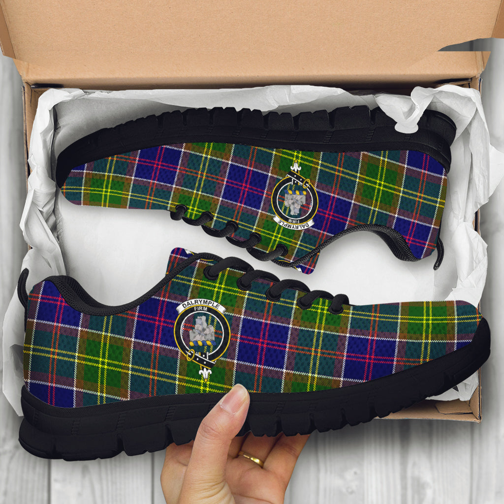Dalrymple Tartan Sneakers with Family Crest - Tartan Vibes Clothing