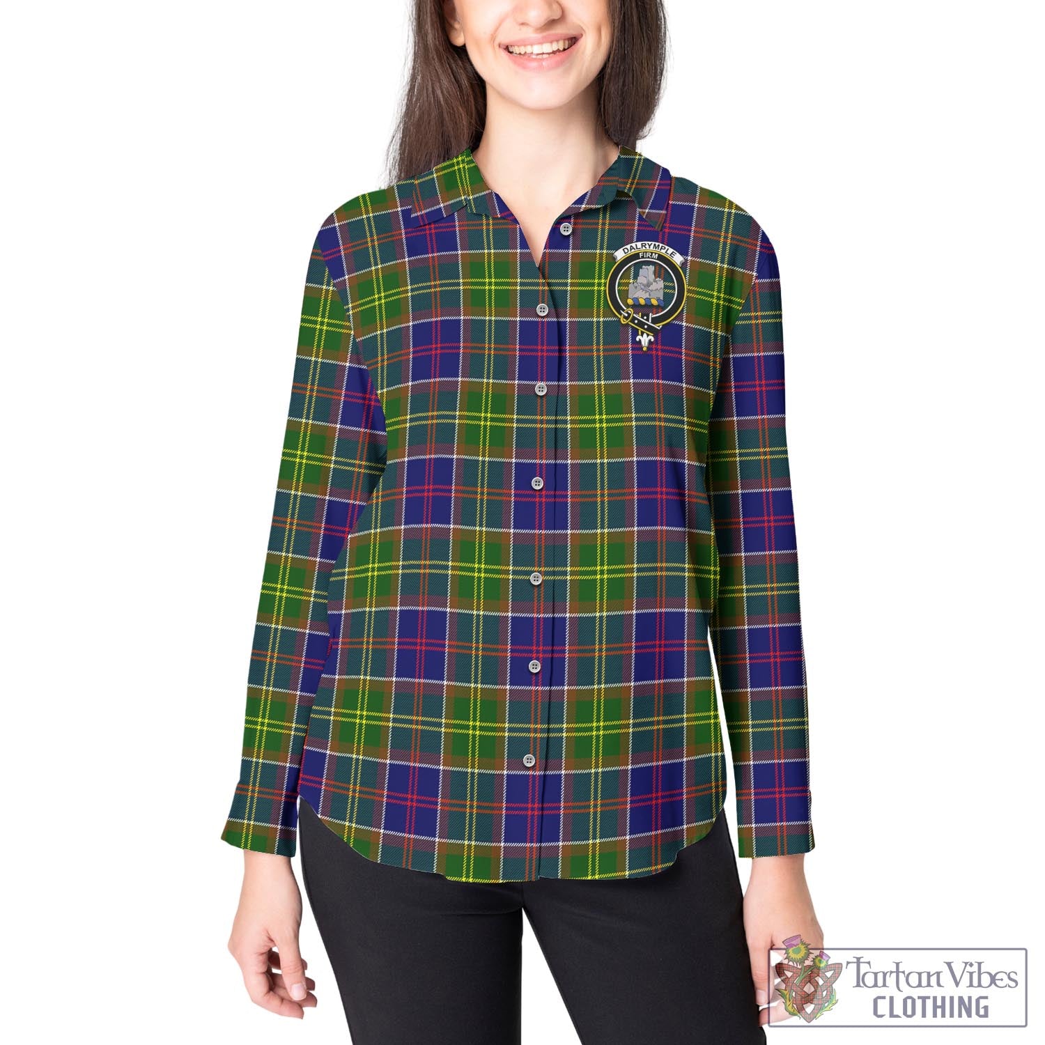 Dalrymple Tartan Women's Casual Shirt with Family Crest - Tartan Vibes Clothing
