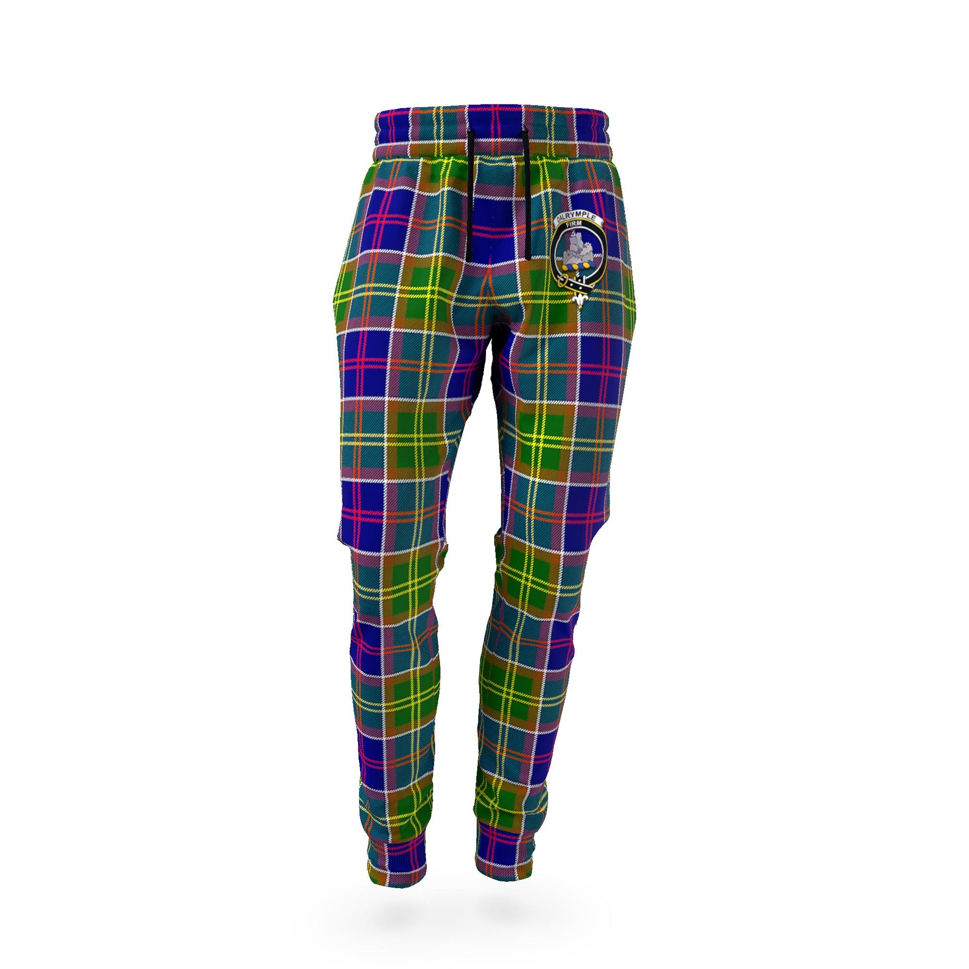 Dalrymple Tartan Joggers Pants with Family Crest - Tartan Vibes Clothing