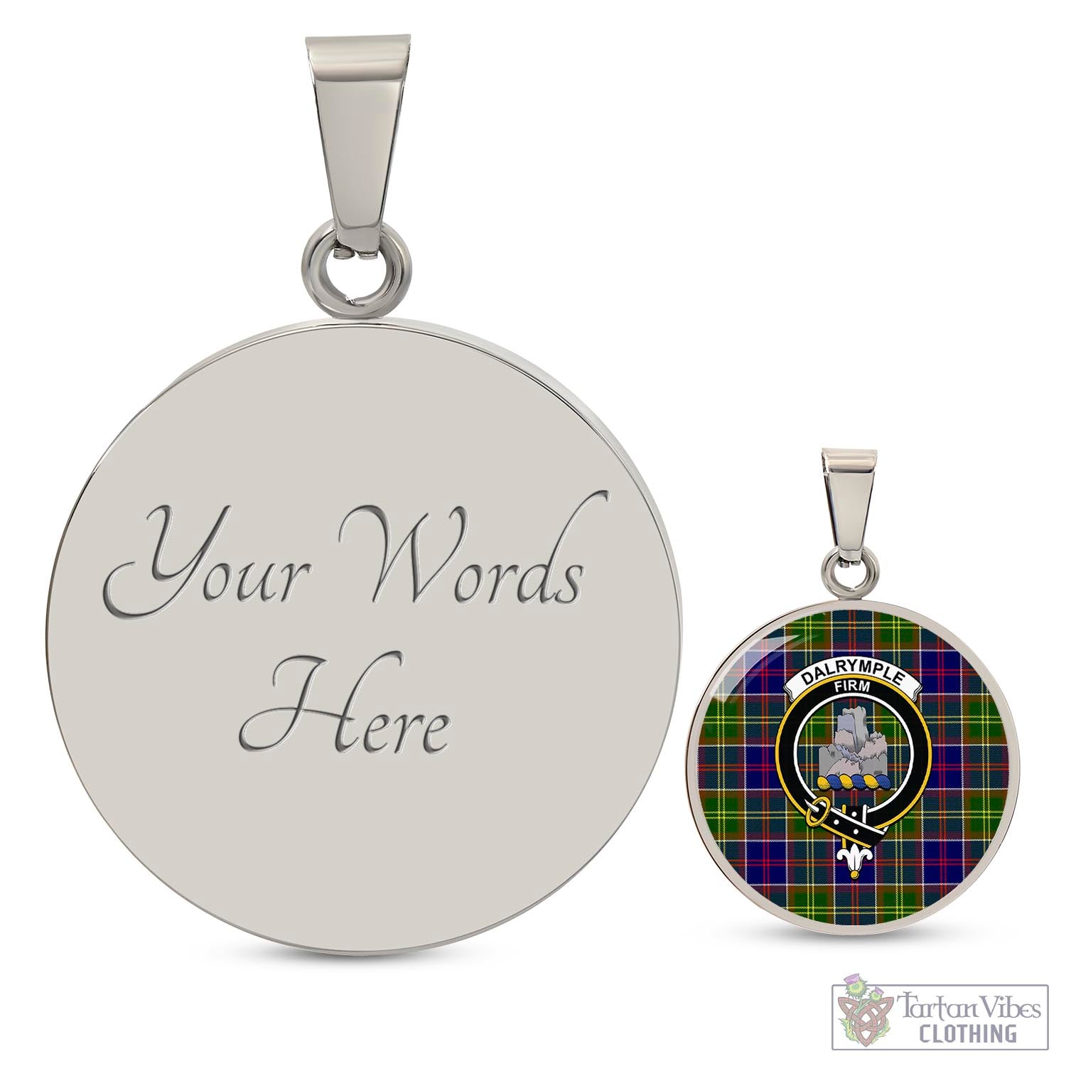 Dalrymple Tartan Circle Necklace with Family Crest Luxury Necklace (Silver) Yes - Tartan Vibes Clothing