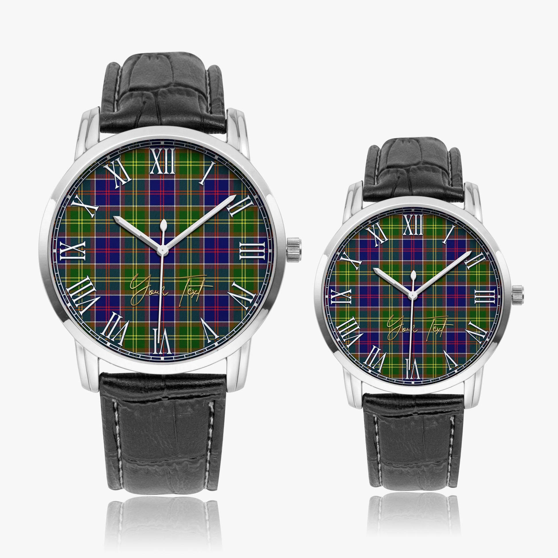 Dalrymple Tartan Personalized Your Text Leather Trap Quartz Watch - Tartan Vibes Clothing