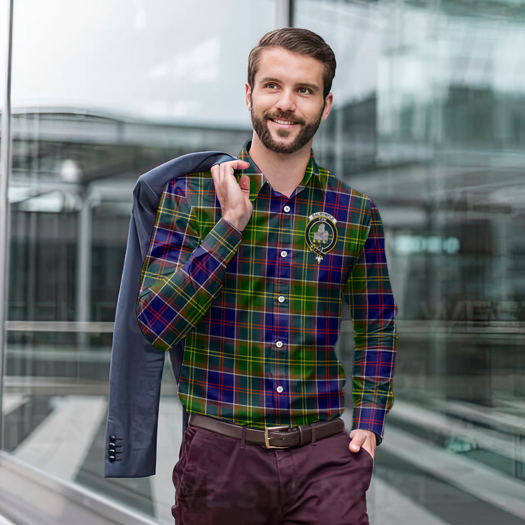 Dalrymple Tartan Long Sleeve Button Up Shirt with Family Crest - Tartan Vibes Clothing