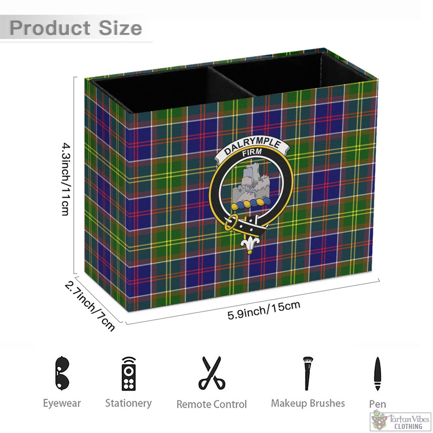 Dalrymple Tartan Pen Holder with Family Crest - Tartan Vibes Clothing