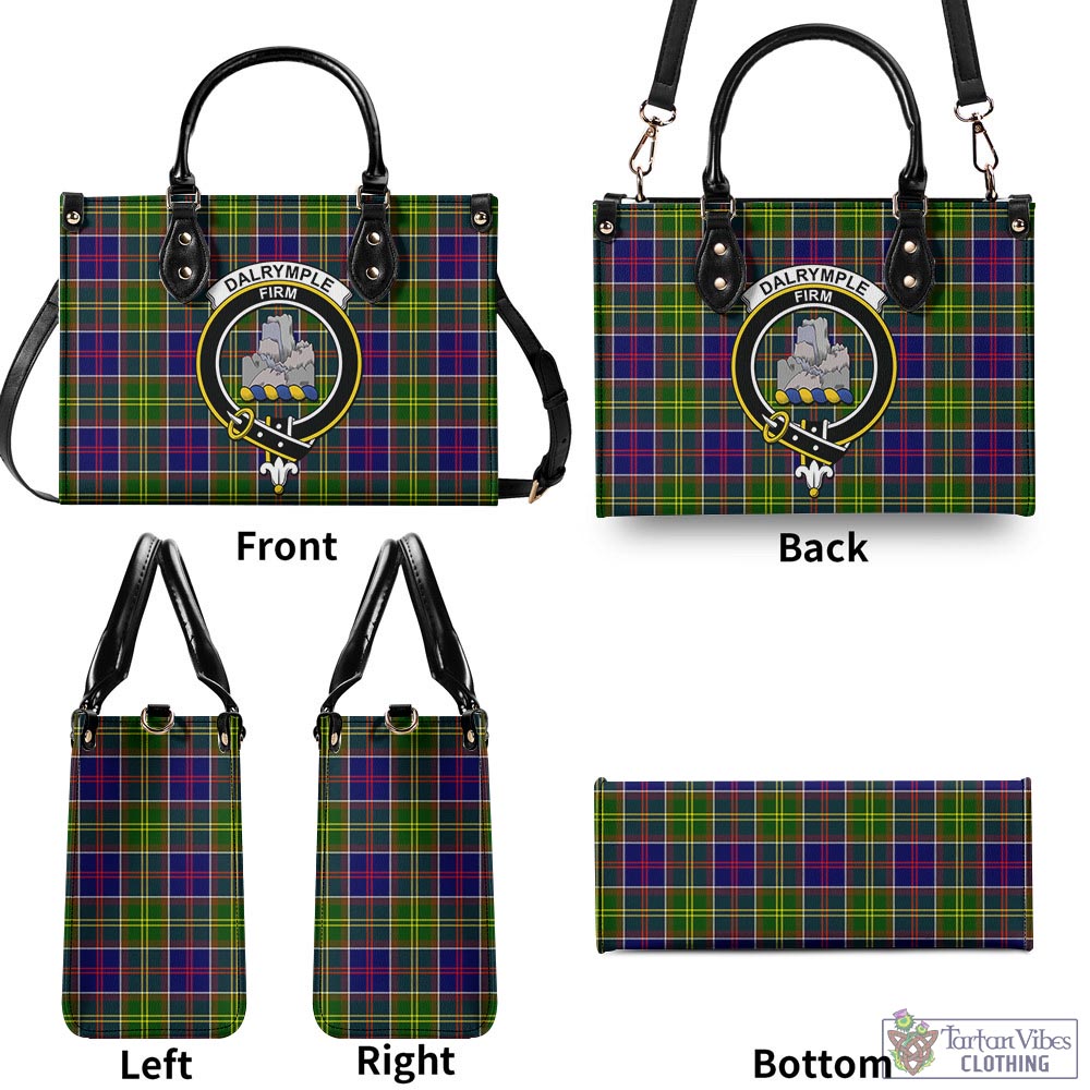 Dalrymple Tartan Luxury Leather Handbags with Family Crest - Tartan Vibes Clothing