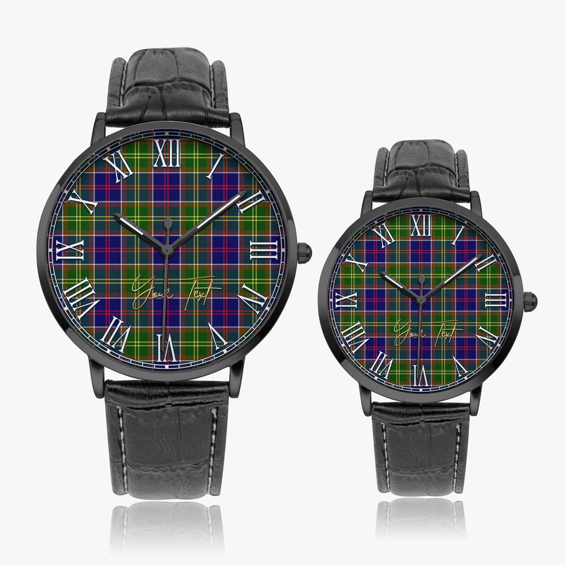 Dalrymple Tartan Personalized Your Text Leather Trap Quartz Watch - Tartan Vibes Clothing