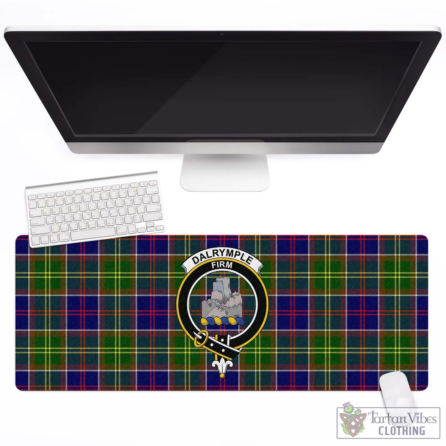 Tartan Vibes Clothing Dalrymple Tartan Mouse Pad with Family Crest