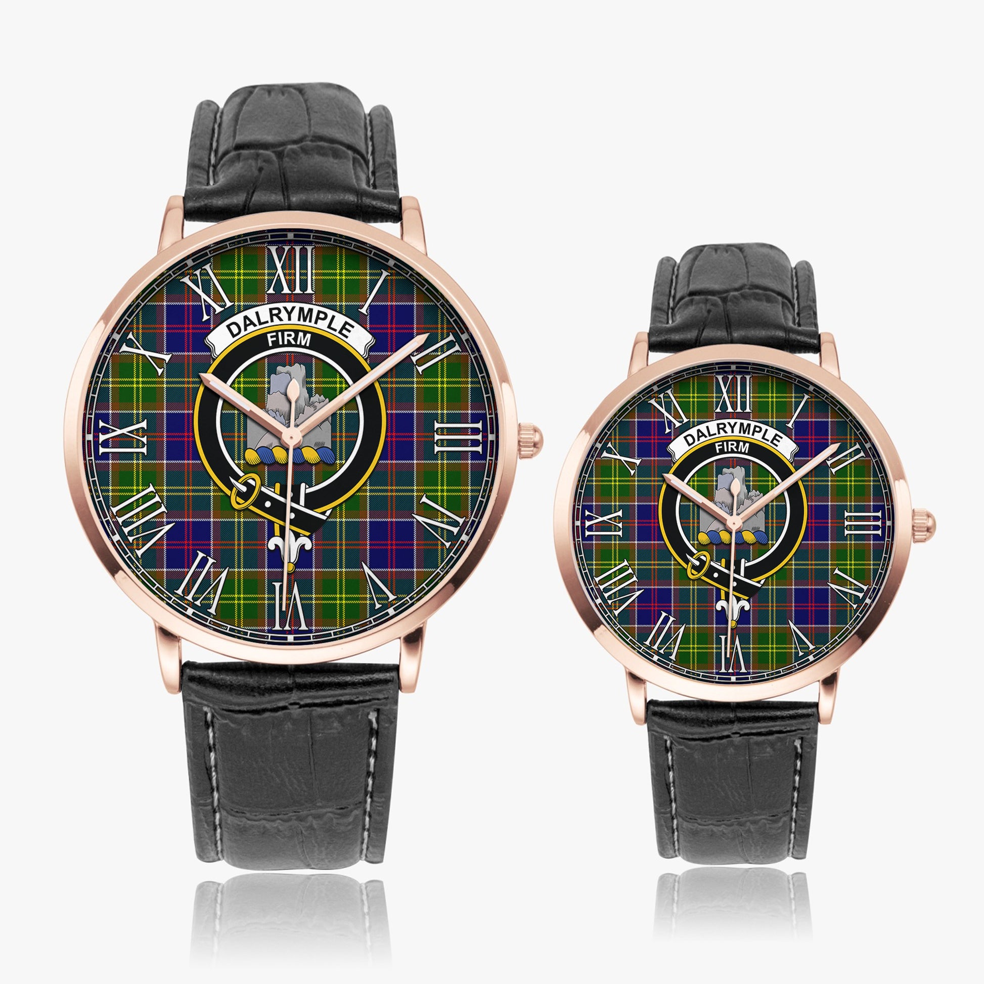 Dalrymple Tartan Family Crest Leather Strap Quartz Watch - Tartan Vibes Clothing