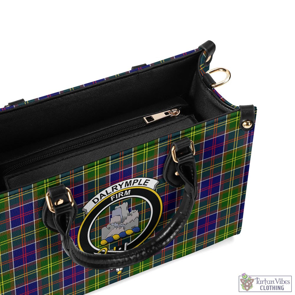 Dalrymple Tartan Luxury Leather Handbags with Family Crest - Tartan Vibes Clothing
