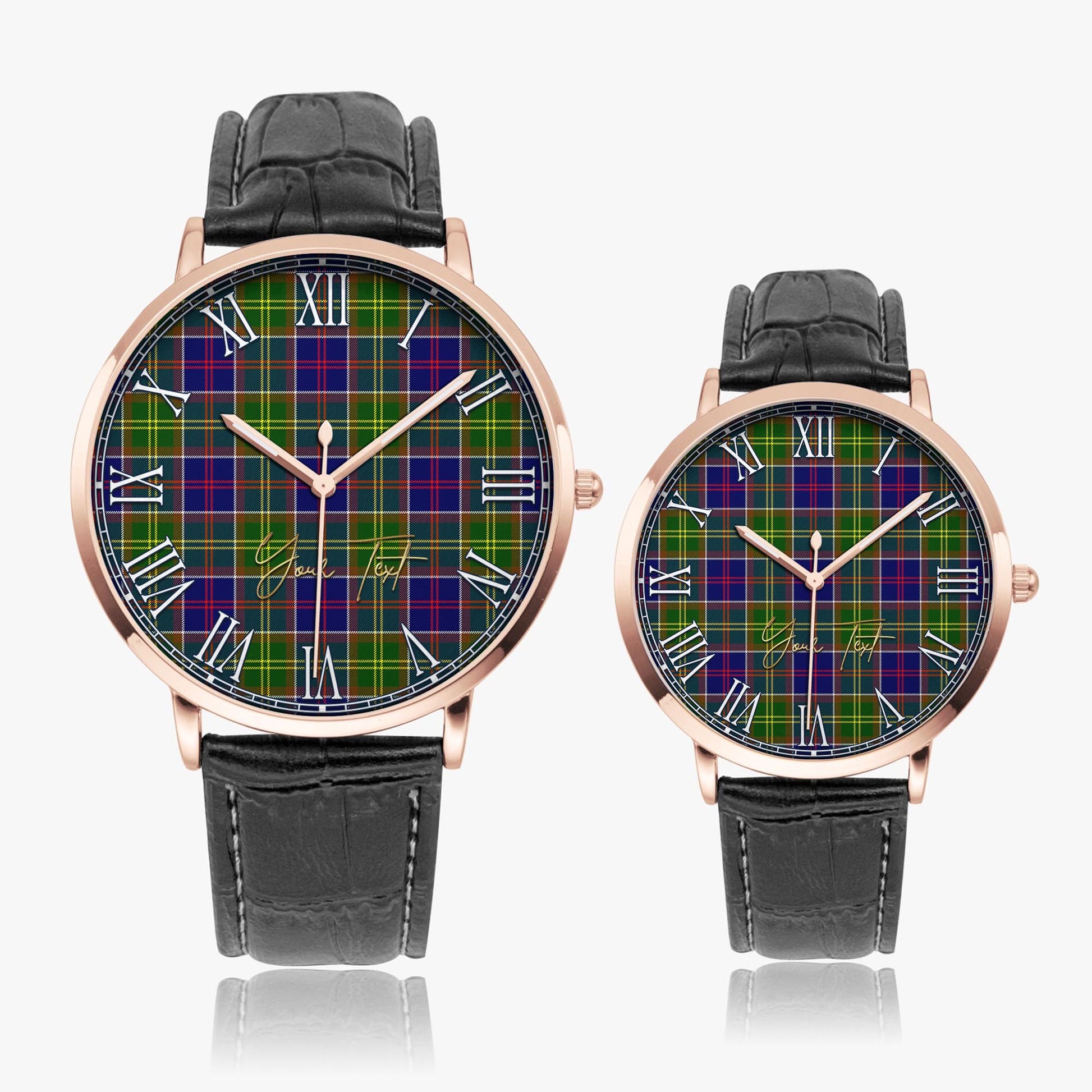 Dalrymple Tartan Personalized Your Text Leather Trap Quartz Watch - Tartan Vibes Clothing