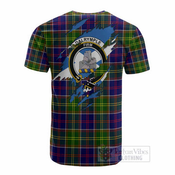 Dalrymple Clan Crest In Me Tartan Cotton T-shirt Scotland Flag Style