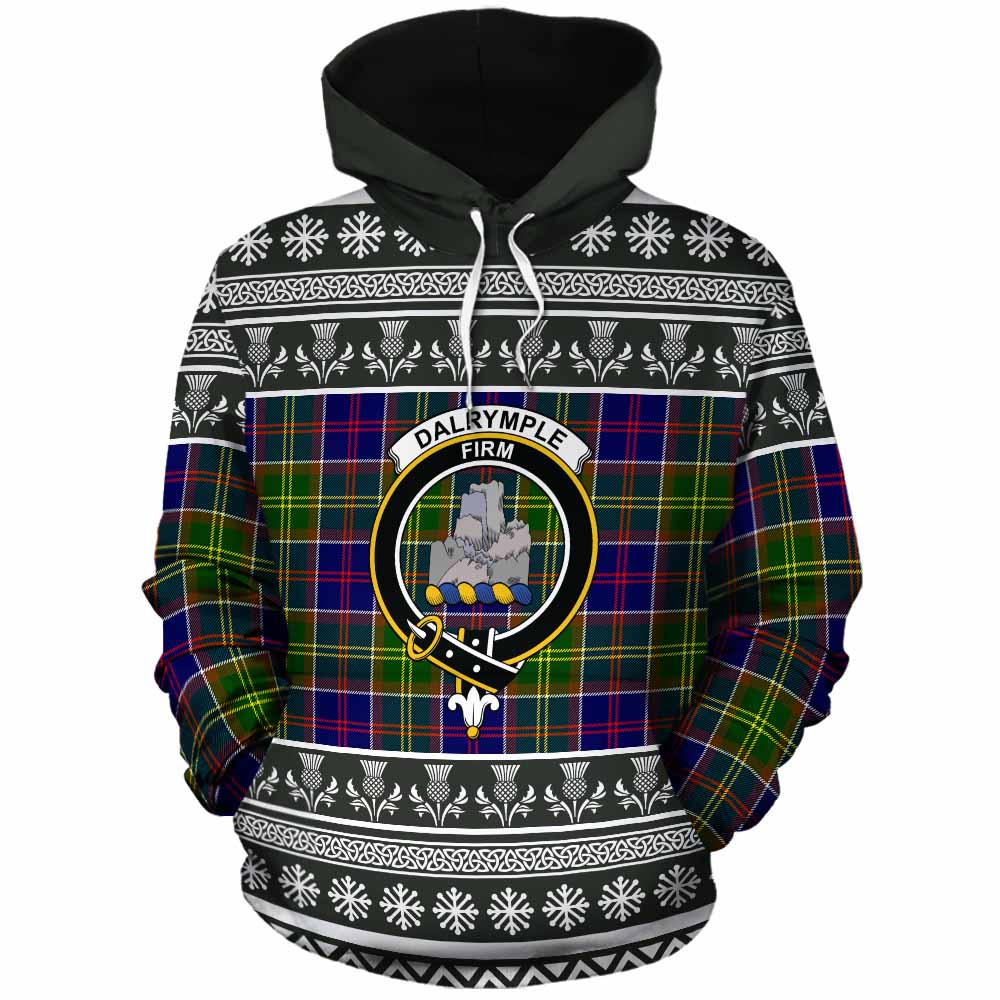 Dalrymple Clan Tartan Christmas Cotton Hoodie with Family Crest - Tartan Vibes Clothing
