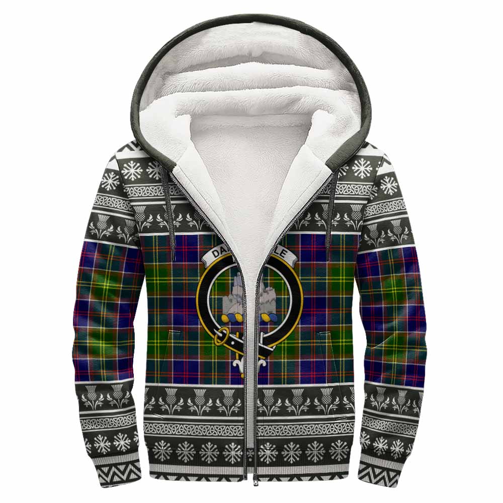 Dalrymple Clan Tartan Christmas Fleece Hoodie with Family Crest - Tartan Vibes Clothing