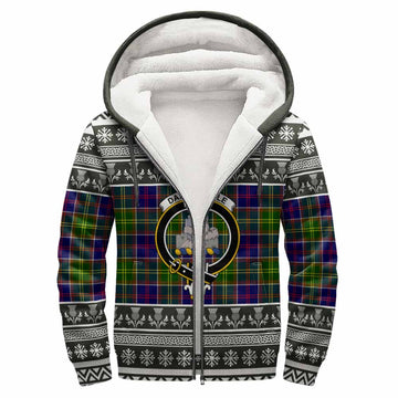 Dalrymple Clan Tartan Christmas Fleece Hoodie with Family Crest
