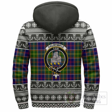 Dalrymple Clan Tartan Christmas Fleece Hoodie with Family Crest