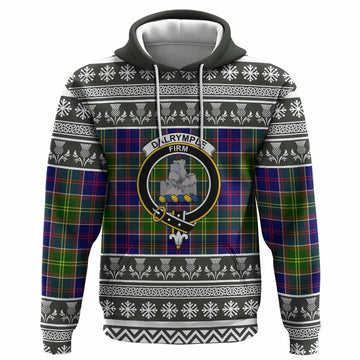 Dalrymple Clan Tartan Christmas Hoodie with Family Crest
