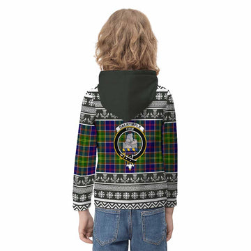 Dalrymple Clan Tartan Christmas Kid Hoodie with Family Crest