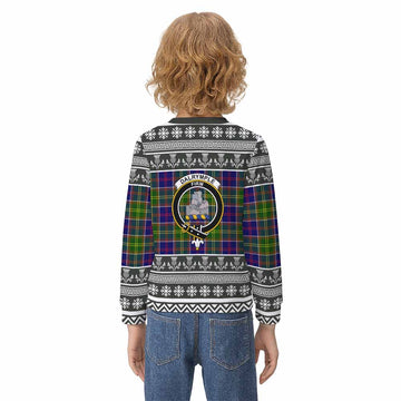 Dalrymple Clan Tartan Christmas Kid Ugly Sweatshirt with Family Crest