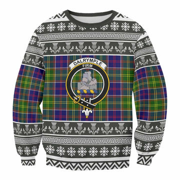 Dalrymple Clan Tartan Christmas Sweatshirt with Family Crest