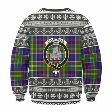 Dalrymple Clan Tartan Christmas Sweatshirt with Family Crest