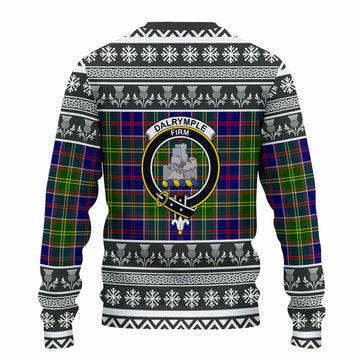 Dalrymple Clan Tartan Christmas Ugly Sweater with Family Crest