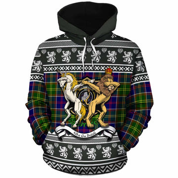Dalrymple Clan Tartan Crest Christmas Cotton Hoodie Coat of Arms Funny Style