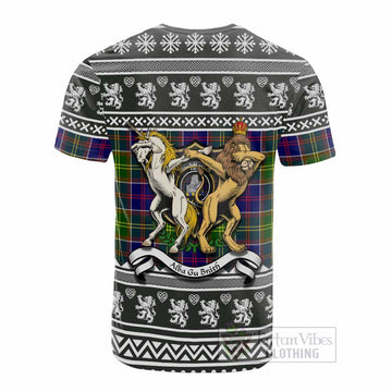 Dalrymple Clan Tartan Crest Christmas Cotton T-shirt Coat of Arms Funny Style