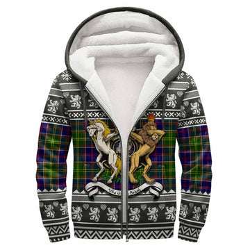 Dalrymple Clan Tartan Crest Christmas Fleece Hoodie Coat of Arms Funny Style