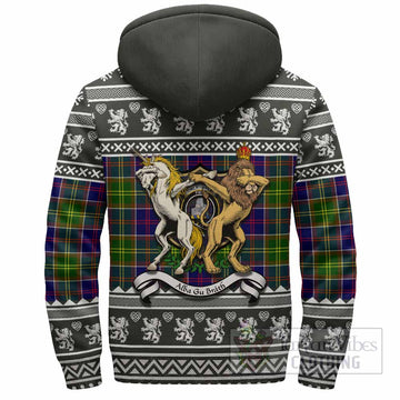 Dalrymple Clan Tartan Crest Christmas Fleece Hoodie Coat of Arms Funny Style
