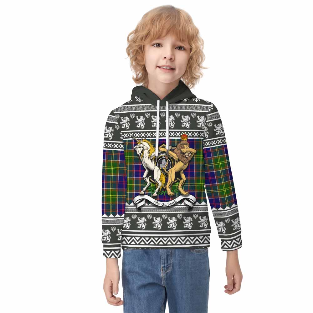 Dalrymple Clan Tartan Crest Christmas Kid Hoodie Coat of Arms Funny Style - Tartan Vibes Clothing
