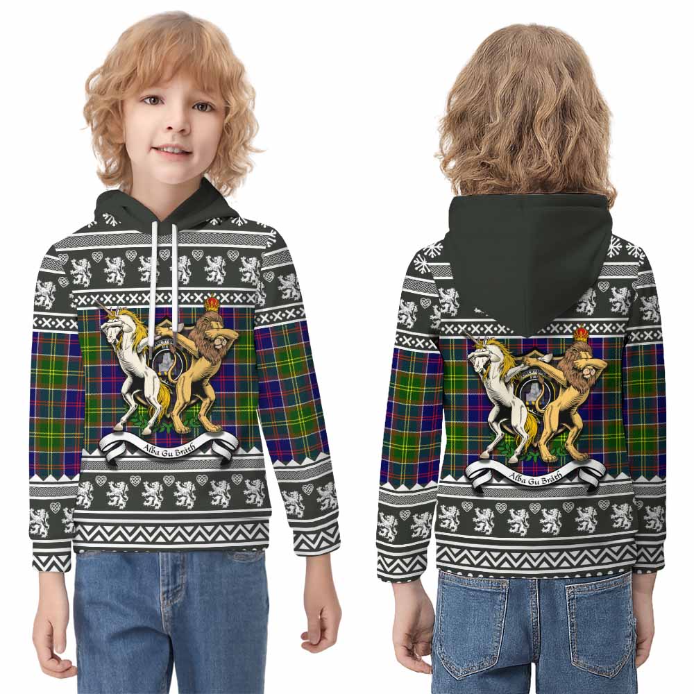 Dalrymple Clan Tartan Crest Christmas Kid Hoodie Coat of Arms Funny Style - Tartan Vibes Clothing