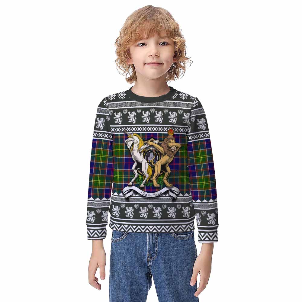 Dalrymple Clan Tartan Crest Christmas Kid Ugly Sweatshirt Coat of Arms Funny Style - Tartan Vibes Clothing