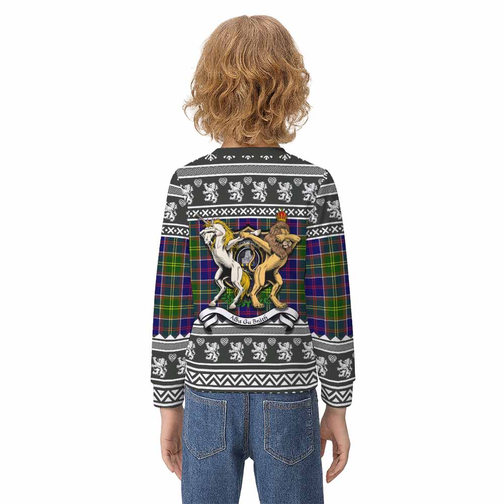 Dalrymple Clan Tartan Crest Christmas Kid Ugly Sweatshirt Coat of Arms Funny Style - Tartan Vibes Clothing