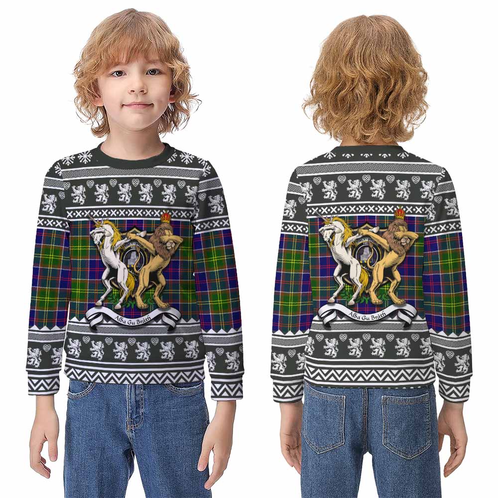 Dalrymple Clan Tartan Crest Christmas Kid Ugly Sweatshirt Coat of Arms Funny Style - Tartan Vibes Clothing