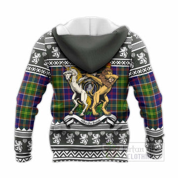 Dalrymple Clan Tartan Crest Christmas Knitted Hoodie Coat of Arms Funny Style