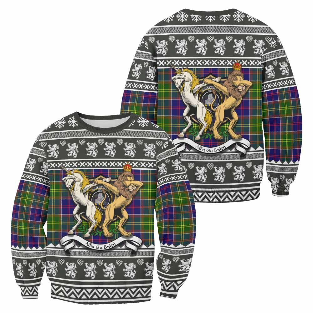 Dalrymple Clan Tartan Crest Christmas Sweatshirt Coat of Arms Funny Style - Tartan Vibes Clothing