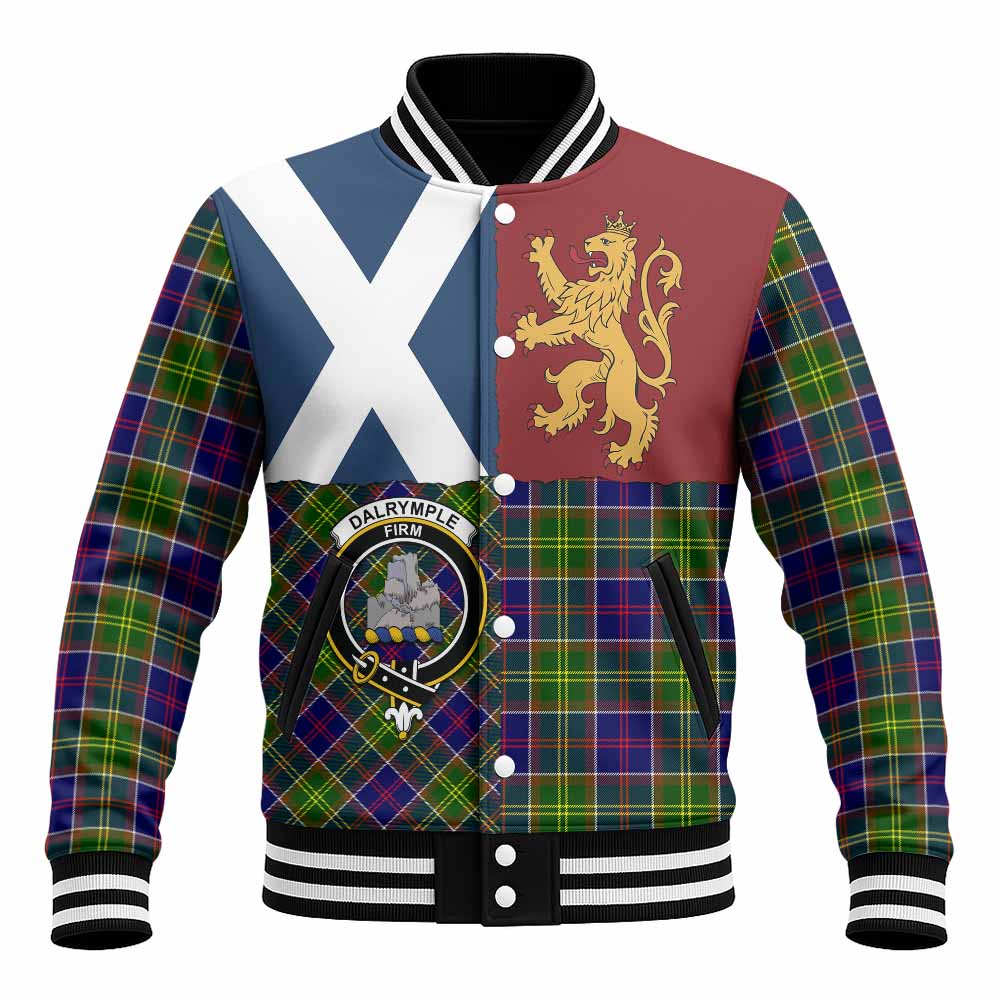 Dalrymple Crest Tartan Baseball Jacket with Lion Rampant Saltire Style