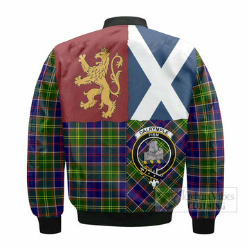 Dalrymple Crest Tartan Bomber Jacket with Lion Rampant Saltire Style