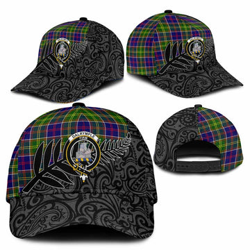 Dalrymple Crest Tartan Classic Cap with New Zealand Silver Fern Half Style