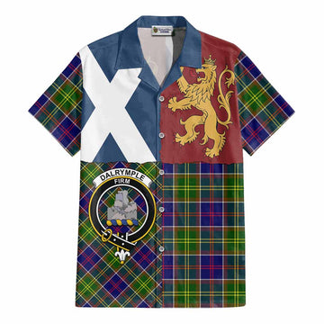 Dalrymple Crest Tartan Cotton Hawaiian Shirt with Lion Rampant Saltire Style