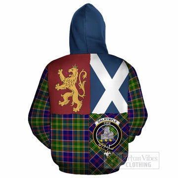 Dalrymple Crest Tartan Cotton Hoodie with Lion Rampant Saltire Style